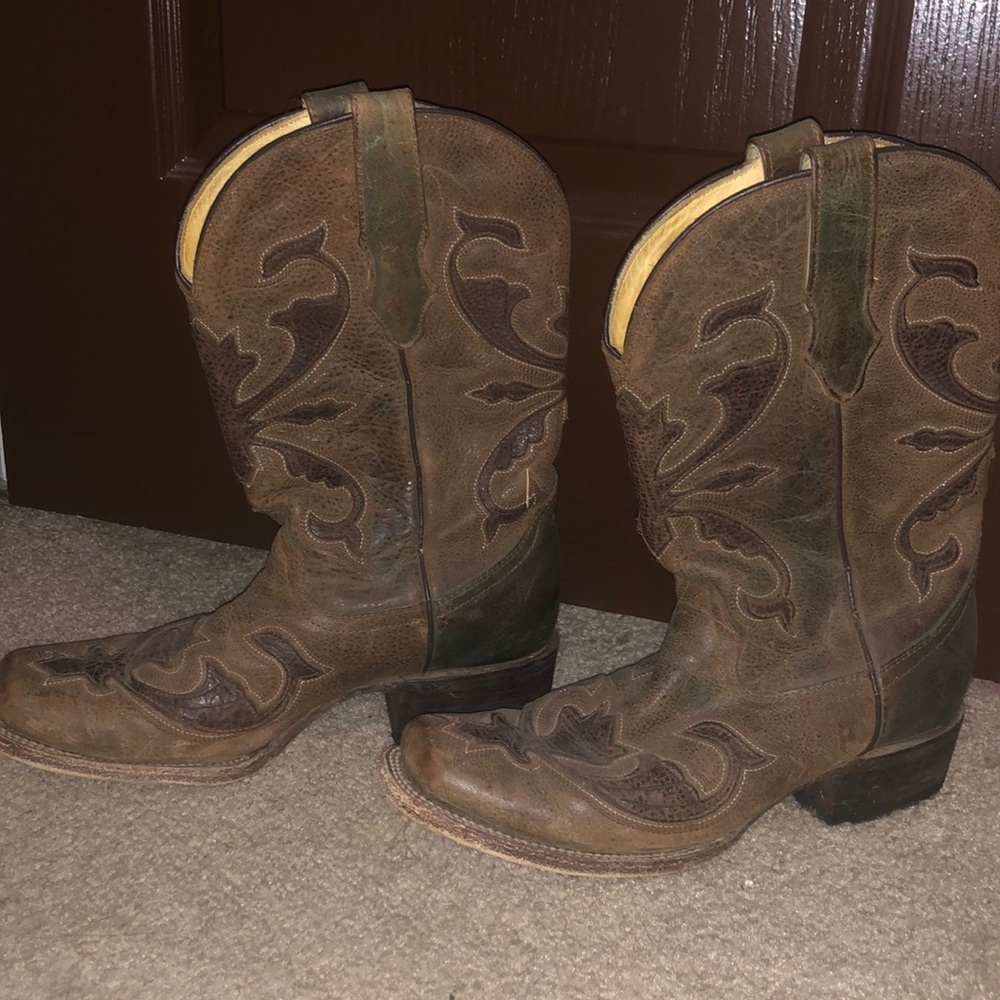 Brown and turquoise Boots